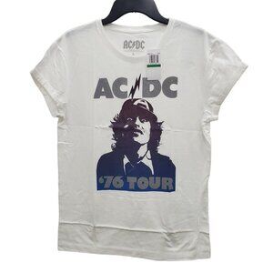 AC/DC‎ Women's White Angus Bust '76 Tour Graphic Band Tee NWT Size L